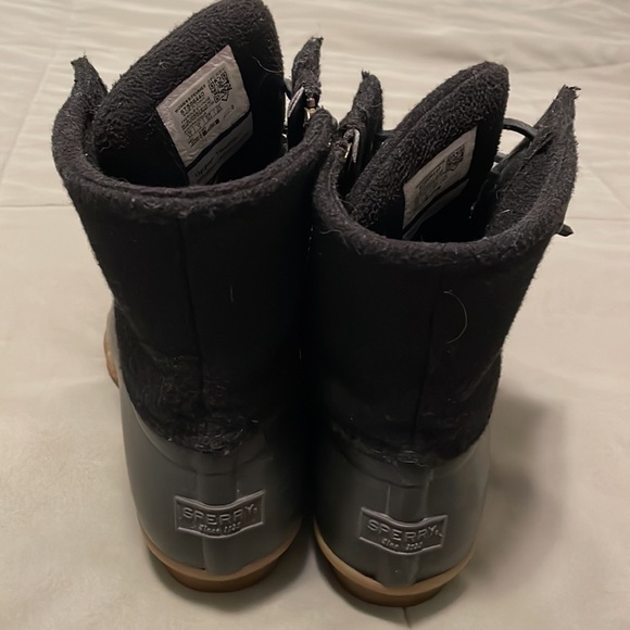 Sperry Saltwater black wool Duck Boot Women’s size 8.5 nice used condition - Picture 4 of 10